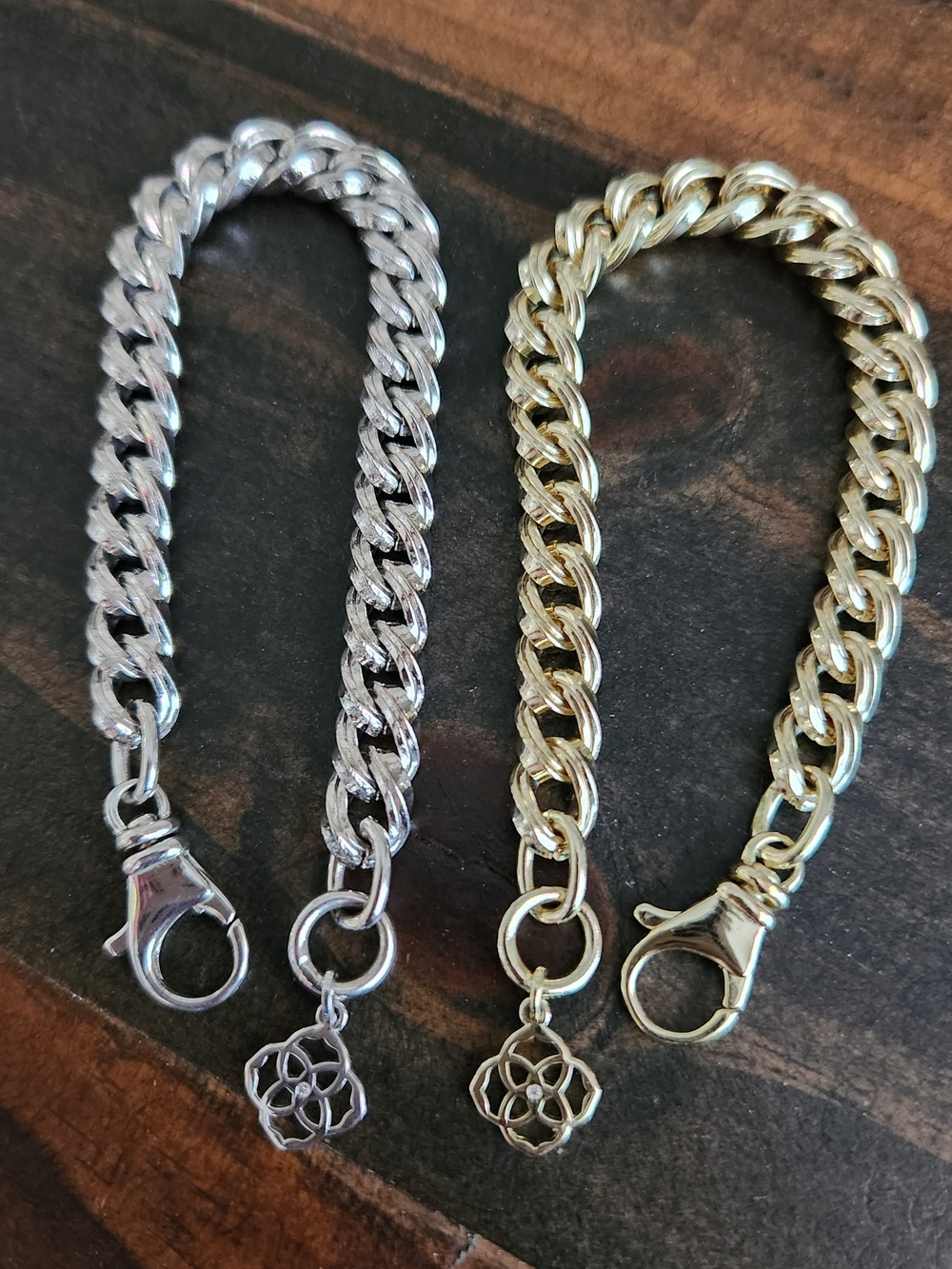 Kendra Scott Silver and Gold Chain Link Bracelet Duo
